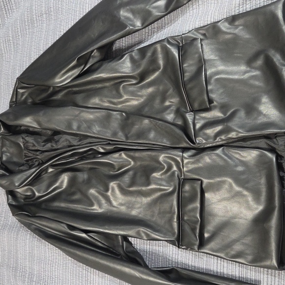 Nashville Black Faux leather blazer jacket coat - Picture 2 of 3